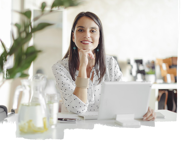 Woman smiling while sitting