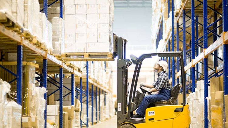 Shelves in the warehouse