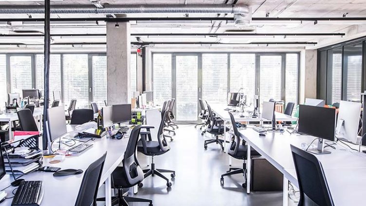 View of the workstations inside JLL office building