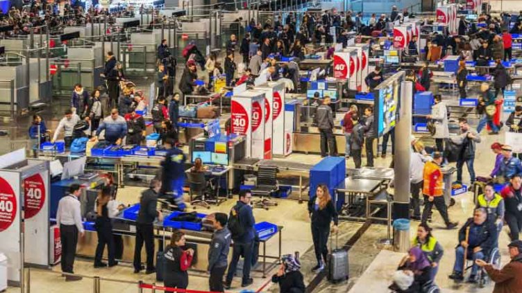 Airport view from inside in a smart city